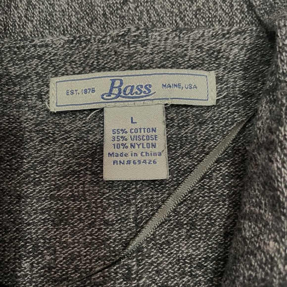 Bass Cardigan Sweater Dark Grey & Black Open Front Cotton Blend Women’s sz Large - Picture 10 of 16